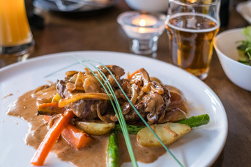 Rib beef steak roasted with vegetable