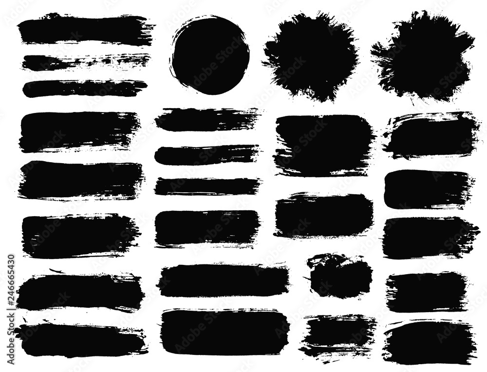 Aufkleber Brush strokes set vector painted isolated objects