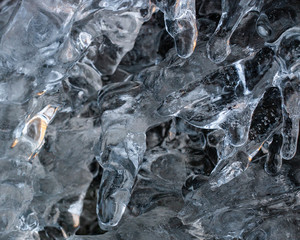 close up of glistening ice 