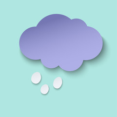 Dark paper cut cloud and hail. 3d art style. Weather illustration