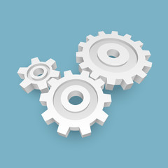 3D White Paper Gears Business Concept