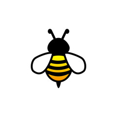 Lovely simple design of a yellow and black bee on a white background