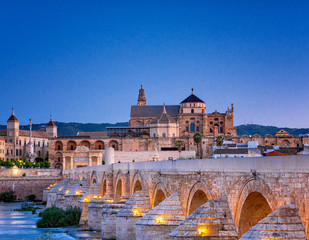 Roman Bridge and Guadalquivir river, Great Mosque, Cordoba, Spain - obrazy, fototapety, plakaty