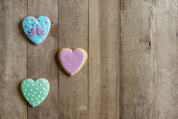 gingerbreads heart on a wooden background