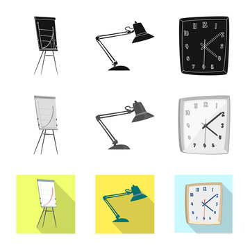 Vector design of furniture and work icon. Set of furniture and home stock vector illustration.
