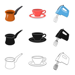 Vector illustration of kitchen and cook icon. Set of kitchen and appliance stock vector illustration.