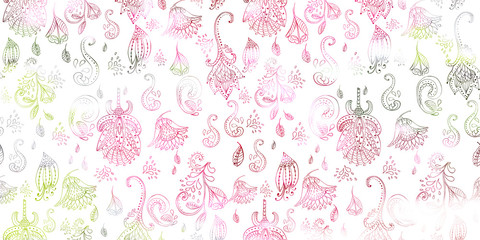 Pattern surface design on white background flowers in line style.