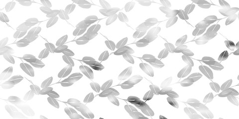 Foliage pattern on white background. Floral ornament decoration.