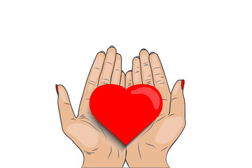 illustration - women's hands hold the heart