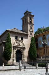  Church of Santa Anna built in the 1500s in Mudejar style on the Rio Darro, Granada, Andalusia, Spain