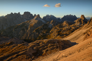 Obraz premium Sunrise in mountains of Tre Cime di Lavaredo, Dolomites, Trentino-Alto Adige, Italy
