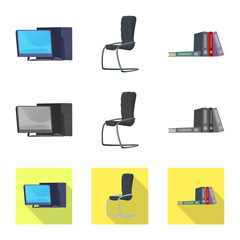 Vector illustration of furniture and work logo. Set of furniture and home stock vector illustration.