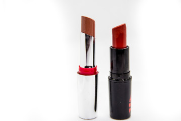 different lip lipstick for professional makeup on white background
