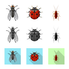 Vector illustration of insect and fly logo. Collection of insect and element vector icon for stock.