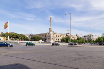 Fototapeta premium Madrid, Spain. Columbus Monument and National Library