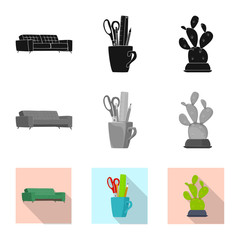 Vector design of furniture and work logo. Collection of furniture and home vector icon for stock.