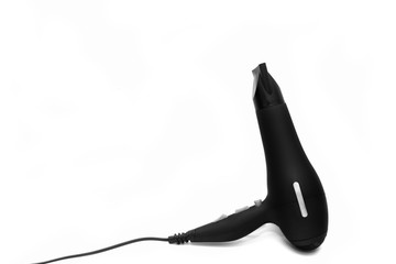 Black hairdryer isolated on white background