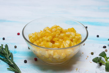 Corn on a silver platter. Juicy and sweet.