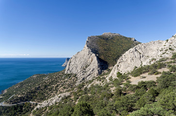 Fototapeta na wymiar Mountains on the Black Sea coast of Crimea.