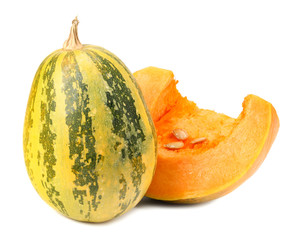 pumpkin with piece of pumpkin isolated on white background