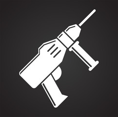 Tool hammer drill icon on black background for graphic and web design, Modern simple vector sign. Internet concept. Trendy symbol for website design web button or mobile app