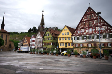 Strasbourg / France - May 19 / 2016 : Side view of the traditional houses at Strasbourg, France