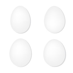set of white eggs on a white background- vector illustration