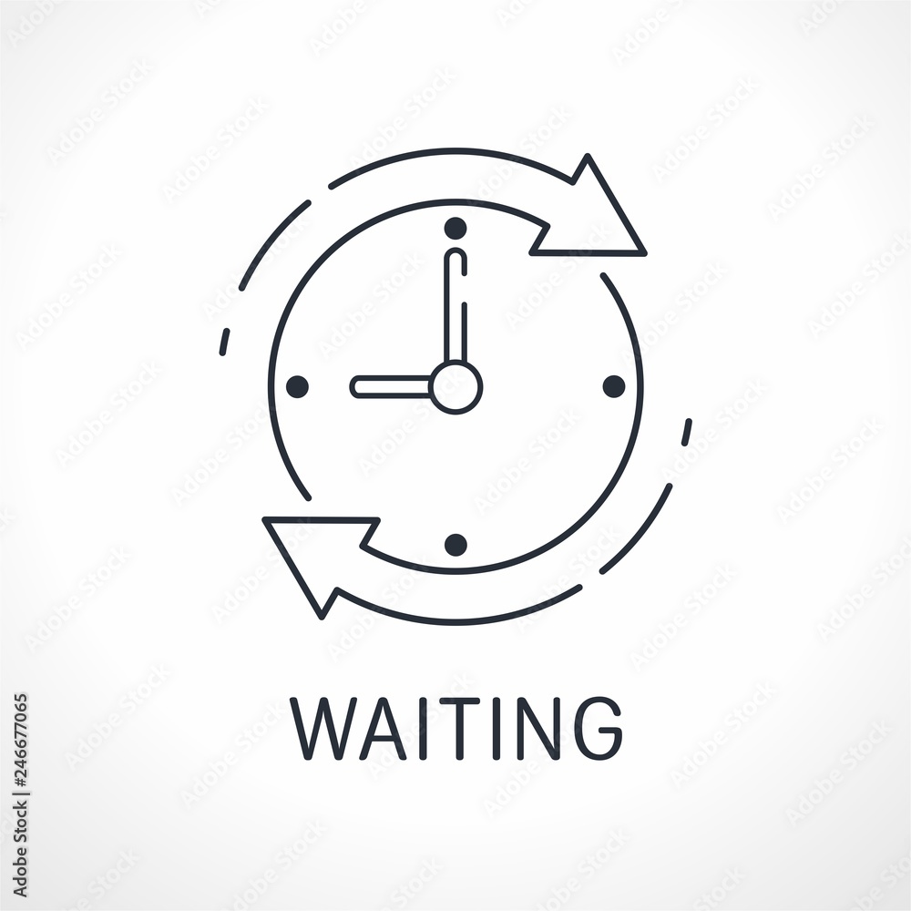 Poster waiting time vector linear icon isolated on white background.