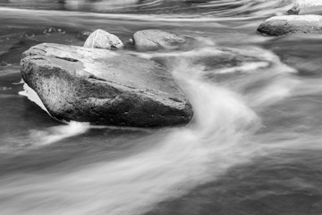 Stream Closeup Silky Water Black and White