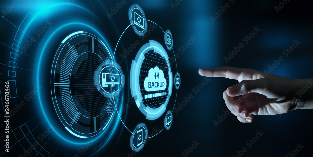 Poster backup storage data internet technology business concept