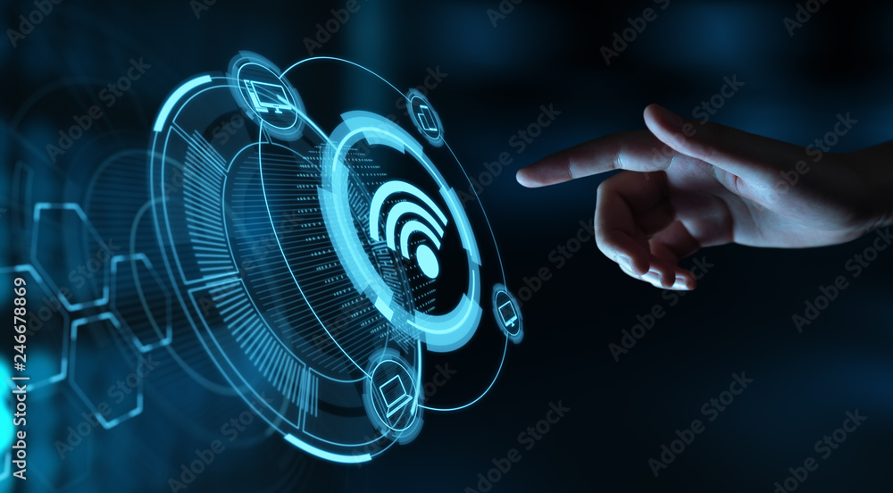Poster wi fi wireless concept. free wifi network signal technology internet concept