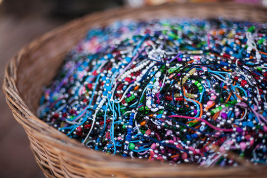 Colorful Glass Beads  Variety Of Shapes And Colors To Make A Bead Necklace Or A String Of Beads For Women Detail Of A Traditional Turkish Beaded Bracelets