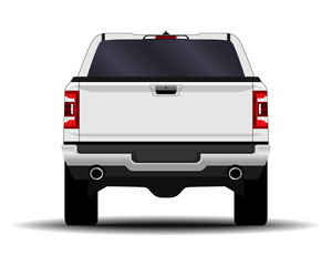 realistic car. truck, pickup. back view. © kupchynskyi12