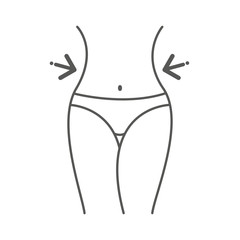 Women waist, weight loss, diet, waistline line icon. Fitness Weight Loss  Flat Icon On White Background