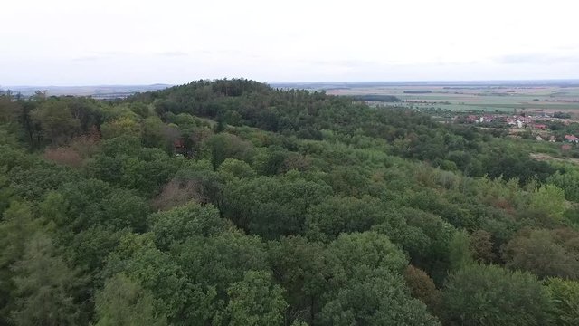 Footage of drone hovering above Sobotka village in Poland. Video was filmed during autumn 2018