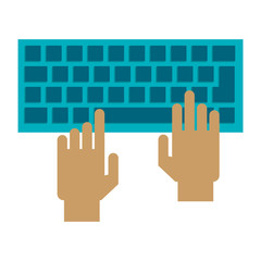 Obraz na płótnie Canvas hands using computer keyboard
