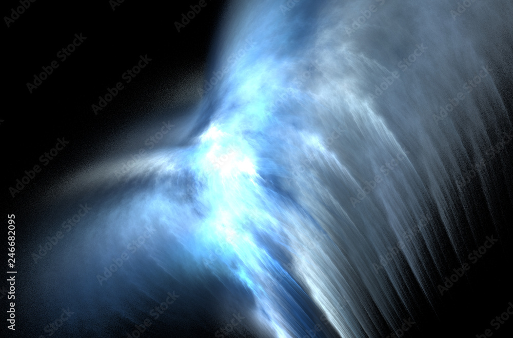 Poster blue white blurred fractal background. fantasy pattern texture. digital art. 3d rendering. computer 