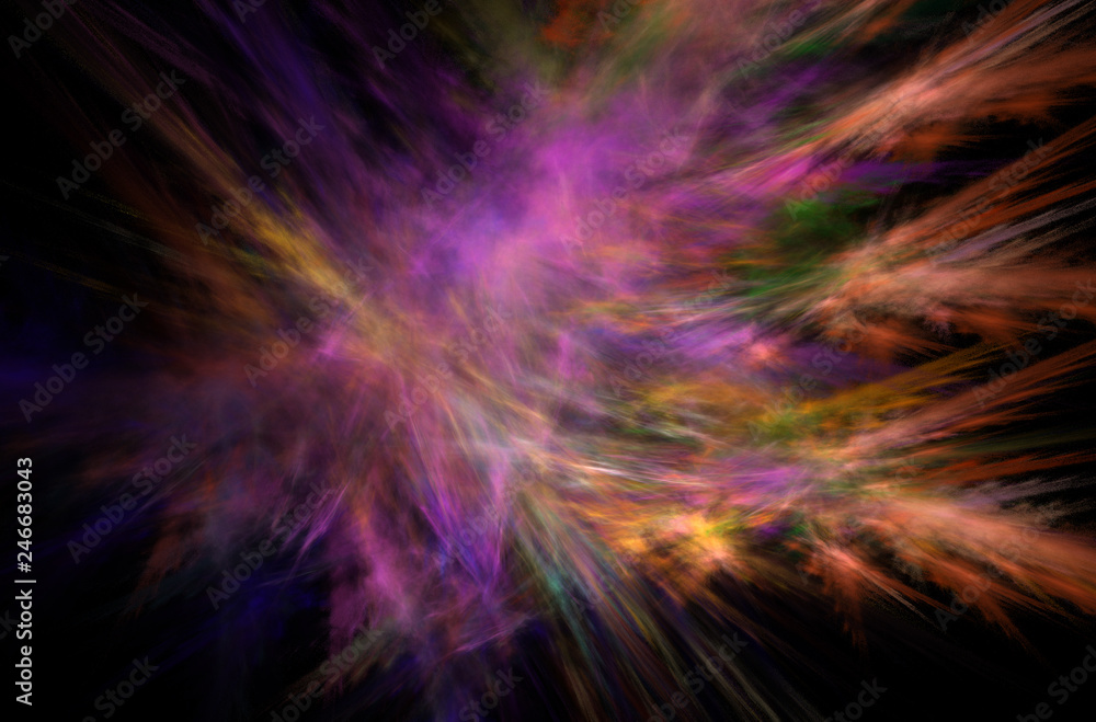 Poster yellow blue pink fractal background. fantasy fractal texture. digital art. 3d rendering. computer ge
