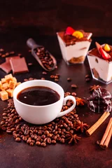 Fotobehang The invigorating morning coffee with sweets. It can be used as a background © chernikovatv