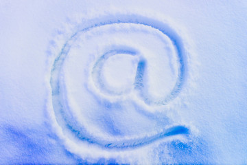 Obraz na płótnie Canvas @ symbol in the snow