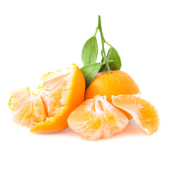 Fototapeta na wymiar Orange mandarins with green leaves