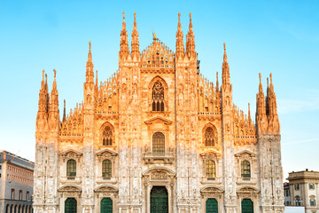 Duomo gothic cathedral at sunset