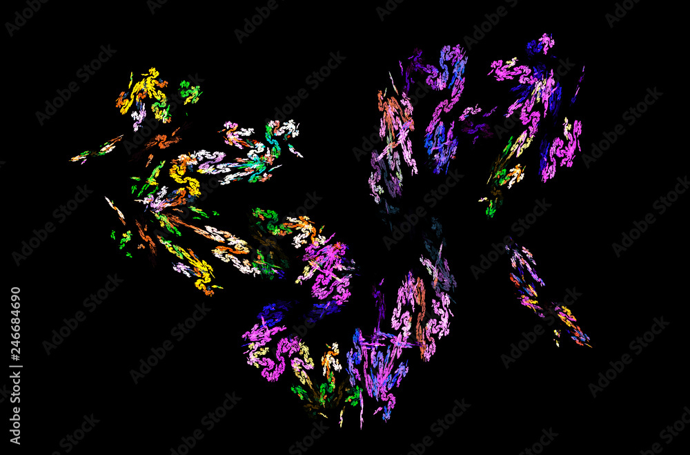 Poster yellow blue pink fractal background. fantasy fractal texture. digital art. 3d rendering. computer ge