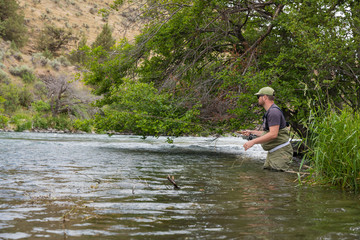 Fototapeta na wymiar Lower Deschutes River Oregon Fly Fishing Trip in May