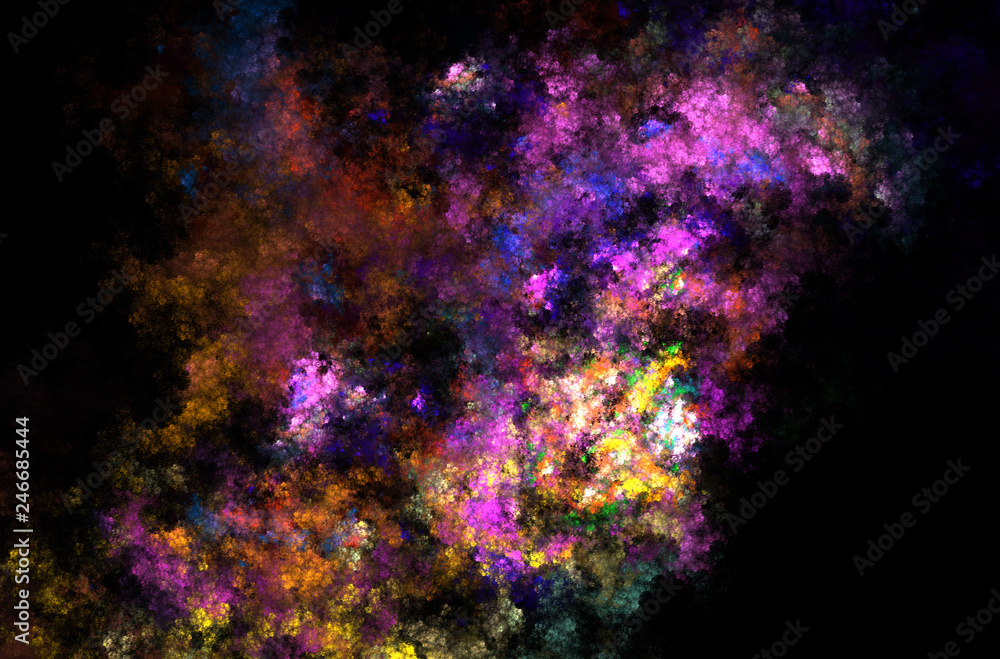 Poster yellow blue pink fractal background. fantasy fractal texture. digital art. 3d rendering. computer ge