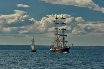 Obraz na płótnie Canvas Sailing boat during a cruise on the sea. Baltic Sea
