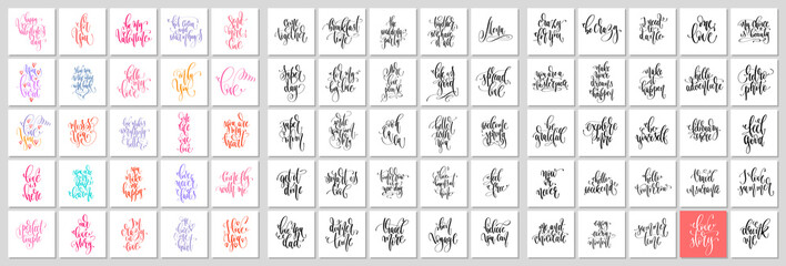 set of 75 hand lettering posters, positive and love quotes