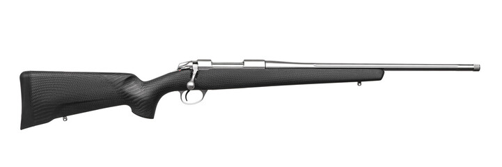 Hunting rifle with carbon butt and silver barrel isolated on white