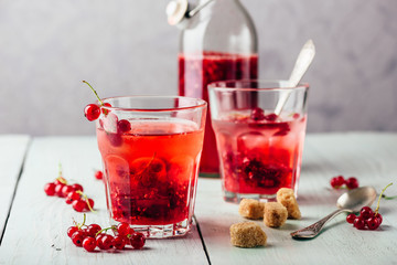 Infused water with red currant and sugar