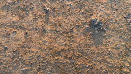 gravel floor with some small rocks and steps
